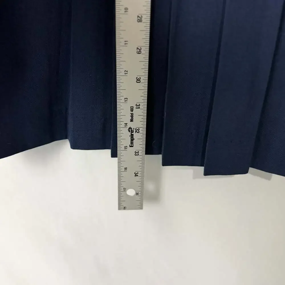 Vintage Michele Navy Blue Knife Pleat Midi A-Line Skirt No Size Tags